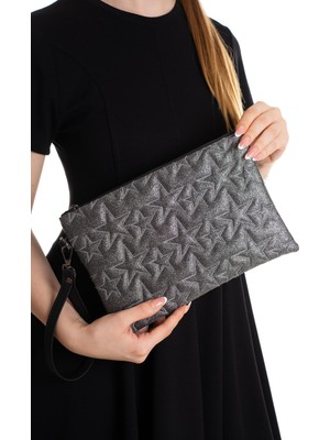 Newish Polo Kadın Yıldız Desenli Parlak Portföy & Clutch Çanta - NEWPOLO405