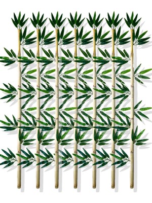 Cihan Çiçekçilik Yapay Yapraklı Dekoratif Bambu Çubuğu 120 cm 7 Adet Islak Doku