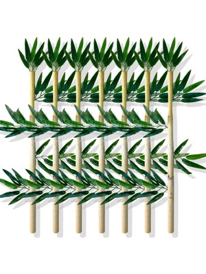 Cihan Çiçekçilik Yapay Yapraklı Dekoratif Bambu Çubuğu 80 cm 7 Adet Islak Doku