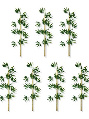 Cihan Çiçekçilik Yapay Yoğun Yapraklı 100 cm 7 Adet Dekoratif Bambu Çubuğu Islak Doku