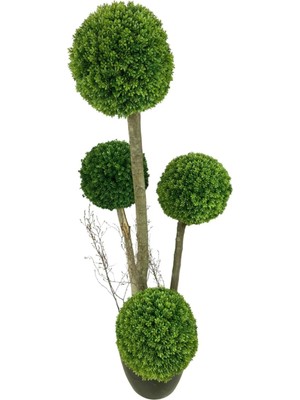 Cihan Çiçekçilik 4'lü Çamdalı Şimşir Top 170 cm Yapay Ağaç 30X30 Metal Saksı