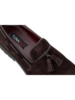 Tuna Hakiki Süet Deri Eva Taban Loafer Model Erkek Ayakkabı - 1641