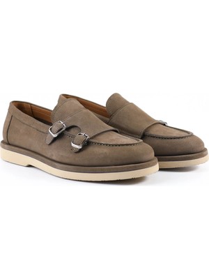 Tuna Hakiki Deri Haki Nubuk Loafer Erkek Ayakkabı - E4598