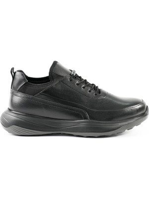 Tuna Hakiki Deri Siyah Sneaker Erkek Ayakkabı - X2440