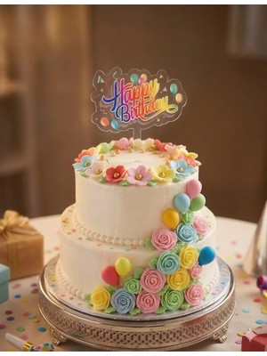 Rönesans Parti Happy Bırthday Doğum Günü Pasta Üstü Pleksi Yazı