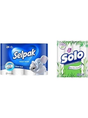 Selpak Tuvalet Kağıdı 24'lü + Solo Kağıt Havlu Bambu Katkılı 16'lı