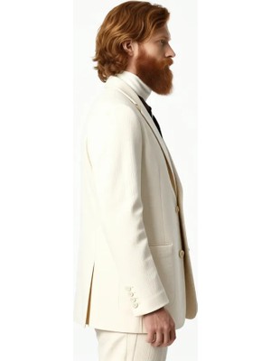 Antioch Ekru Astarsız Torba Cepli Erkek Blazer Ceket