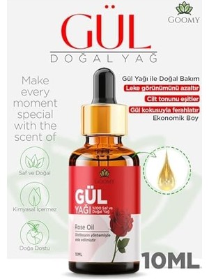 Gommy Gül YAĞI%100 Doğal Bitkisel Uçucu Yağ Rose Oil 10ML