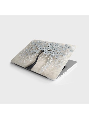 Laptop Bilgisayar Notebook Pc Kaplama Etiketi 3D Ağaç Gri