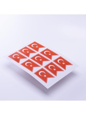 Türk Bayrağı Flama Temalı Sticker, A5 2 Adet