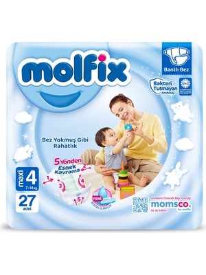 Molfix Bebek Bezi 3D Maxi 4 Beden Ikiz 27 Adet, Çok Renkli