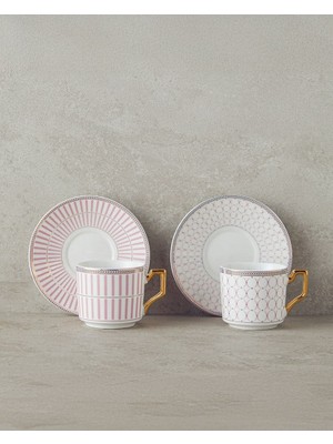 English Home Rabecca New Bone China Kahve Fincan Takımı 4 Parça 2 Kişilik Pembe