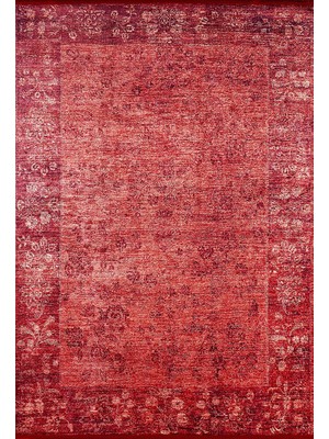 Pera Halı Antik Bordo Çerçeve Desenli Şık Oturma Odası Halısı - 160OU