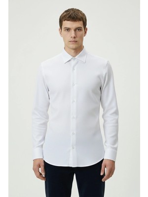 Giotelli Erkek Beyaz Dar Kesim Slim Fit %100 Pamuk Sivri Yaka Klasik Gömlek