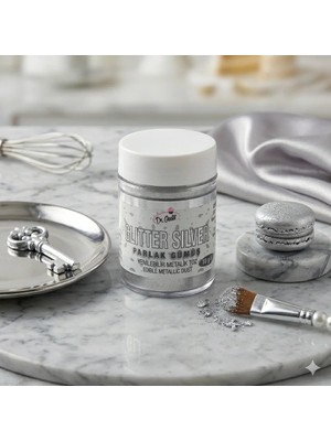 Best Parti Dr. Gusto Gümüş Renk Yenilebilir Simli Parlak Metalik Toz 10 Gram