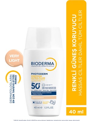 Bioderma Photoderm XDefense SPF50+ Tüm Ciltler UVA/UVB Yüksek Korumalı Renkli Güneş Kremi Very Light 40ML