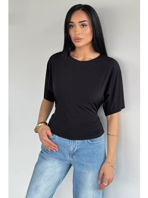 Gülseli Bel Bağlamalı Kısa Kollu Bluz P-00021758