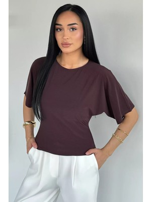 Gülseli Bel Bağlamalı Kısa Kollu Bluz P-00021758