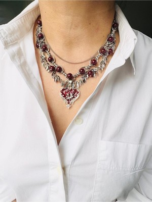 Devi Fashion Bohem Çoklu Kalp Kolye