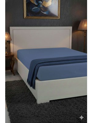 Favora %100 Pamuk Ranforce Premium King Size Lastikli Çarşaf - İndigo