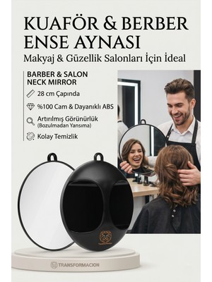 Transformacion Kuaför Berber Yuvarlak Ense Aynası 28 cm ABS Plastik Malzeme ile Ergonomik Tasarım 720475
