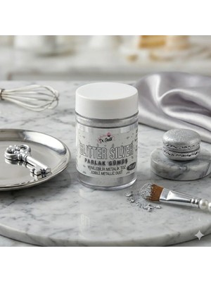 İstoç Parti Dr. Gusto Gümüş Renk Yenilebilir Simli Parlak Metalik Toz 10 Gram