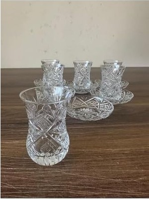 HBMB Store Göz Dekor Kesme Kristal Çay Bardağı Takımı Çay Seti 6 Kişilik 896656565632563563