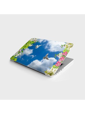 HBMB Store Laptop Bilgisayar Notebook Pc Kaplama Etiketi Gökyüzü Kuş Çiçek