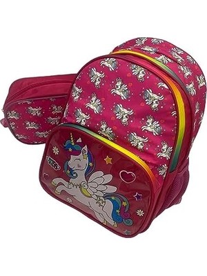 HBMB Store Ilkokul Anaokul Sırt Çantası Kız Çocuk Beslenme Çantalı Ortopedik 2 Li Set At Model Su Geçirmez Okul Çantası Dijital Baskı Pembe