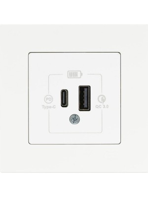 HBMB Store Eqona Beyaz 2 Çıkışlı USB Şarj Prizi Type C + Type A 20W