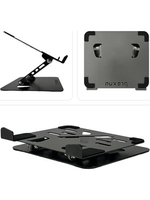 HBMB Store Prexua Flexer Ayarlanabilir Ergonomik Laptop Standı - Tablet Standı - Metal - Siyah - FLX2320BL (Siyah)