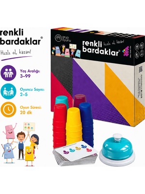 Zet Zeka Renkli Bardaklar Zeka Oyunu 3+ Yaş 50 Kart 2-5 Oyuncu