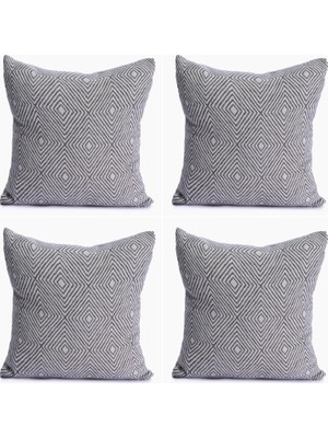 HBMB Store Lüks 100% Pamuk Dekoratif Desenli Kırlent Kılıfı 4 Adet Set 45X45 Cm, Kaliteli Pamuklu Kumaş Kırlent ve Minder Kılıfı (, 4 Adet 45X45 Cm)