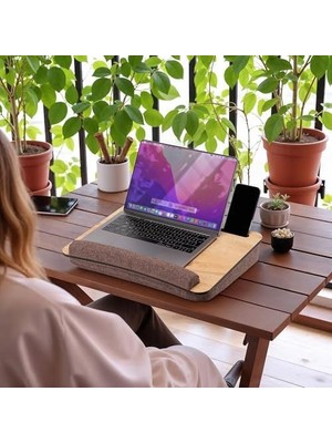 HBMB Store -LS016 Minderli Laptop Sehpası (Meşe)