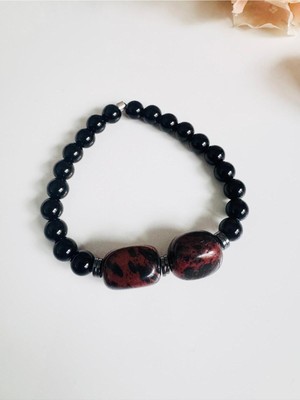 Devi Fashion Akik ve Obsidyen Doğal Taş Bileklik