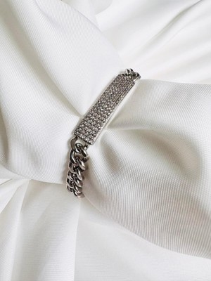 Devi Fashion Zirkon Taşlı Silver Renk Zincir Bileklik 17 cm