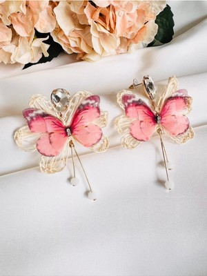 Devi Fashion Kağıt Pembe Küpe 6 cm