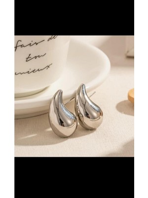 Devi Fashion Gözyaşı Damlası Silver Renk Küpe 3,5 cm