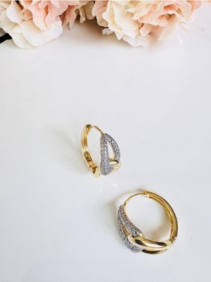 Devi Fashion Zirkon Taşlı Halka Küpe 2 cm