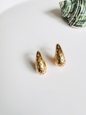 Devi Fashion Çelik Zirkon Taşlı Gözyaşı Damlası Küpe 2,5 cm