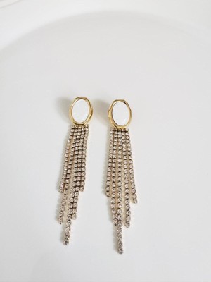 Devi Fashion Çelik Zirkon Taşlı Sallantılı Küpe 8 cm