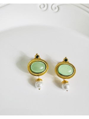 Devi Fashion Yeşil Vintage Küpe 3 cm