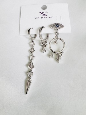 Devi Fashion Premium Zikon Taşlı Nazar Göz Küpe Seti
