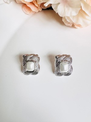 Devi Fashion Silver Renk Vintage Geometrik Inci Küpe 2,5 cm
