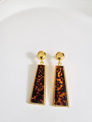 Devi Fashion Leopar Geometrik Lüx Küpe 5 cm