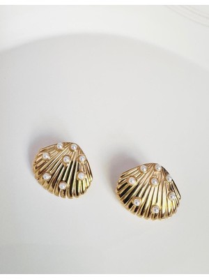 Devi Fashion Çelik Istiridye Incili Küpe 3 cm