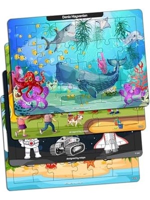 HBMB Store Çocuklar Için Eğitici ve Öğretici Ahşap 24 Parça Renkli Puzzle 4'lü Set, Mdf Malzeme, 2 Yaş ve Üzeri, 4iüpuzzleset9