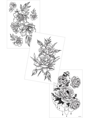 HBMB Store Artikel 3'lü Geçici Dövme Seti,geçici Tattoo,vücut Dövme,kol Bilek Dövme,boyun Dövme,sırt Dövme
