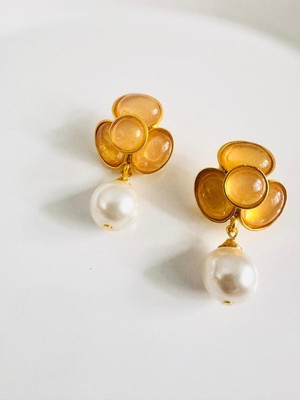 Devi Fashion Sarı Vintage Inci Küpe 4 cm