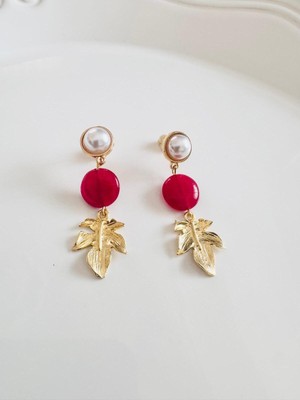 Devi Fashion Vintage Doğal Taş Yaprak Küpe 6 cm